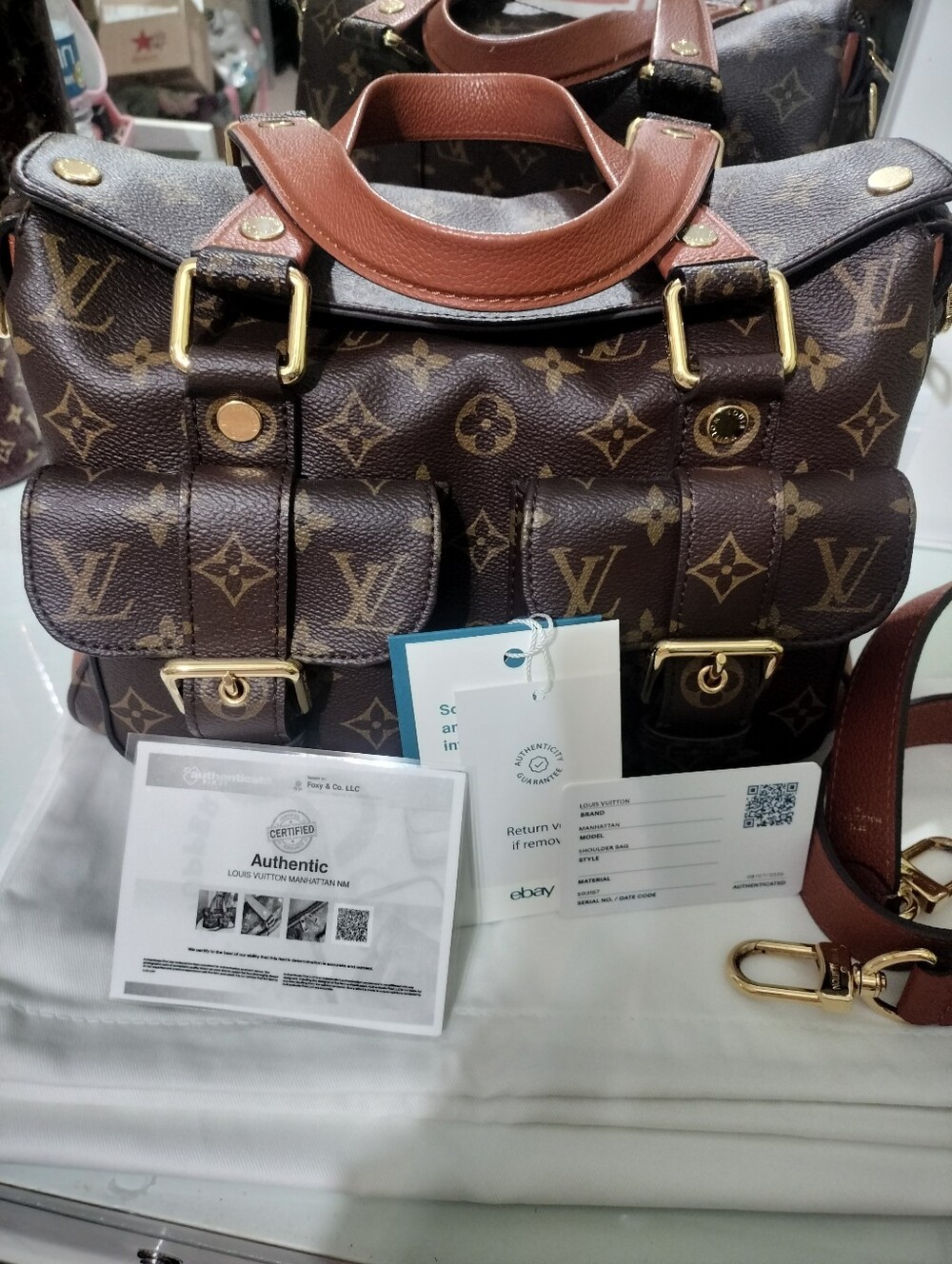 Louis Vuitton Manhattan Handbag With Strap